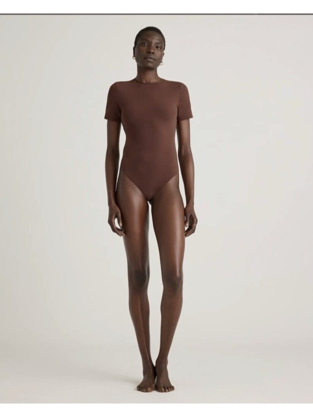 Quince Second Skin T-Shirt Bodysuit Cocoa Brown Size S
